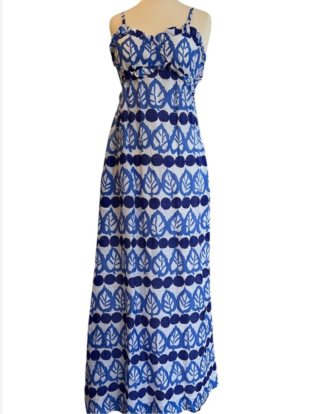 Kate Spade Blue & Navy Leaf-Print Maxi Skirt